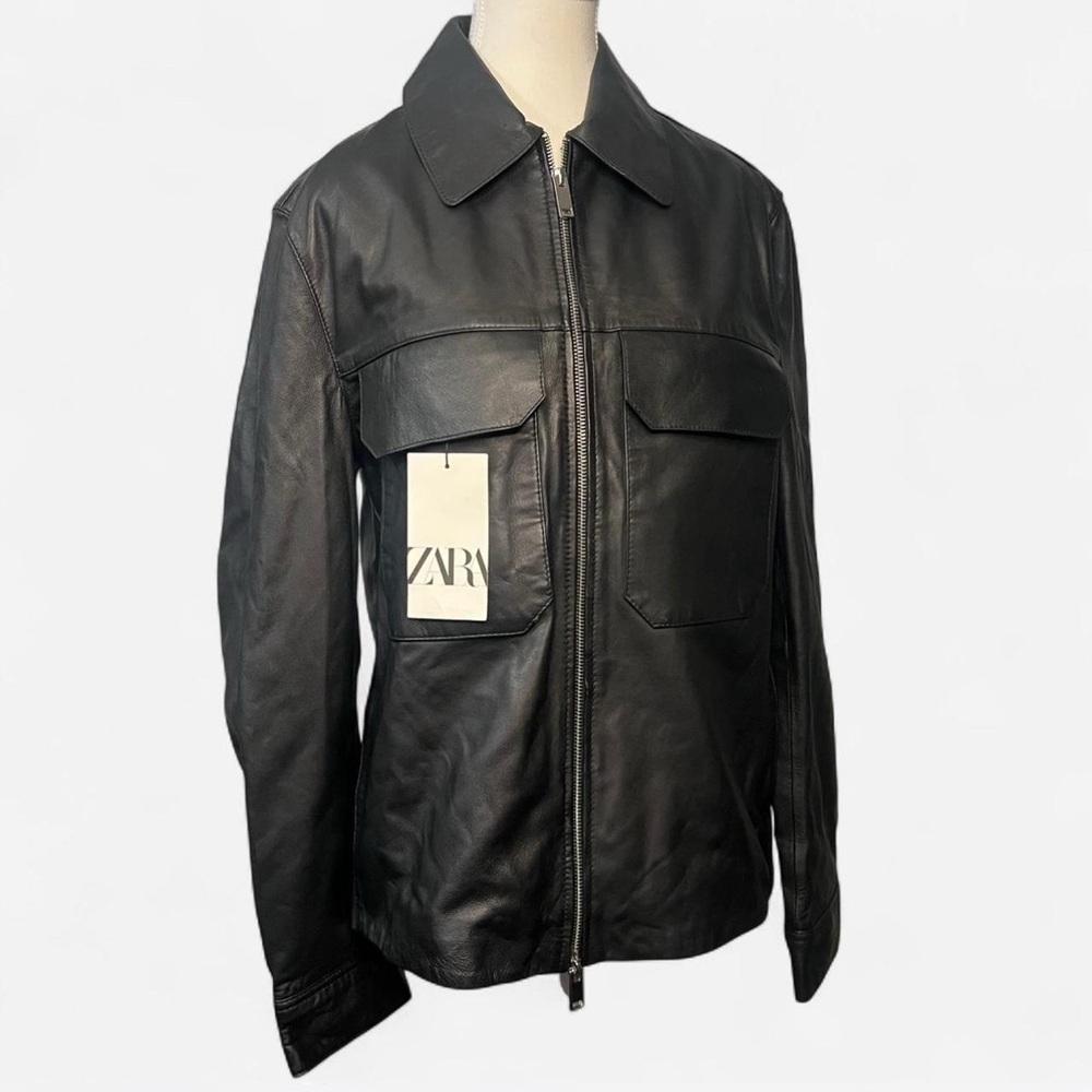 Zara Men's Black Leather‎ Jacket